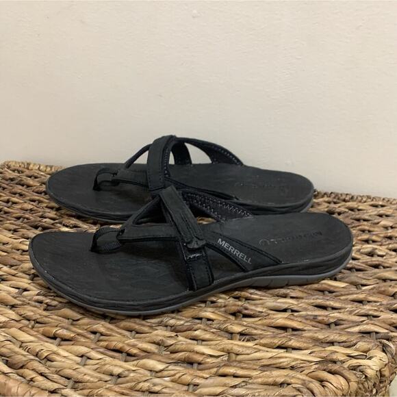 Merrel flip flop black comfort outdoor performance footwear 11 - Picture 1 of 6
